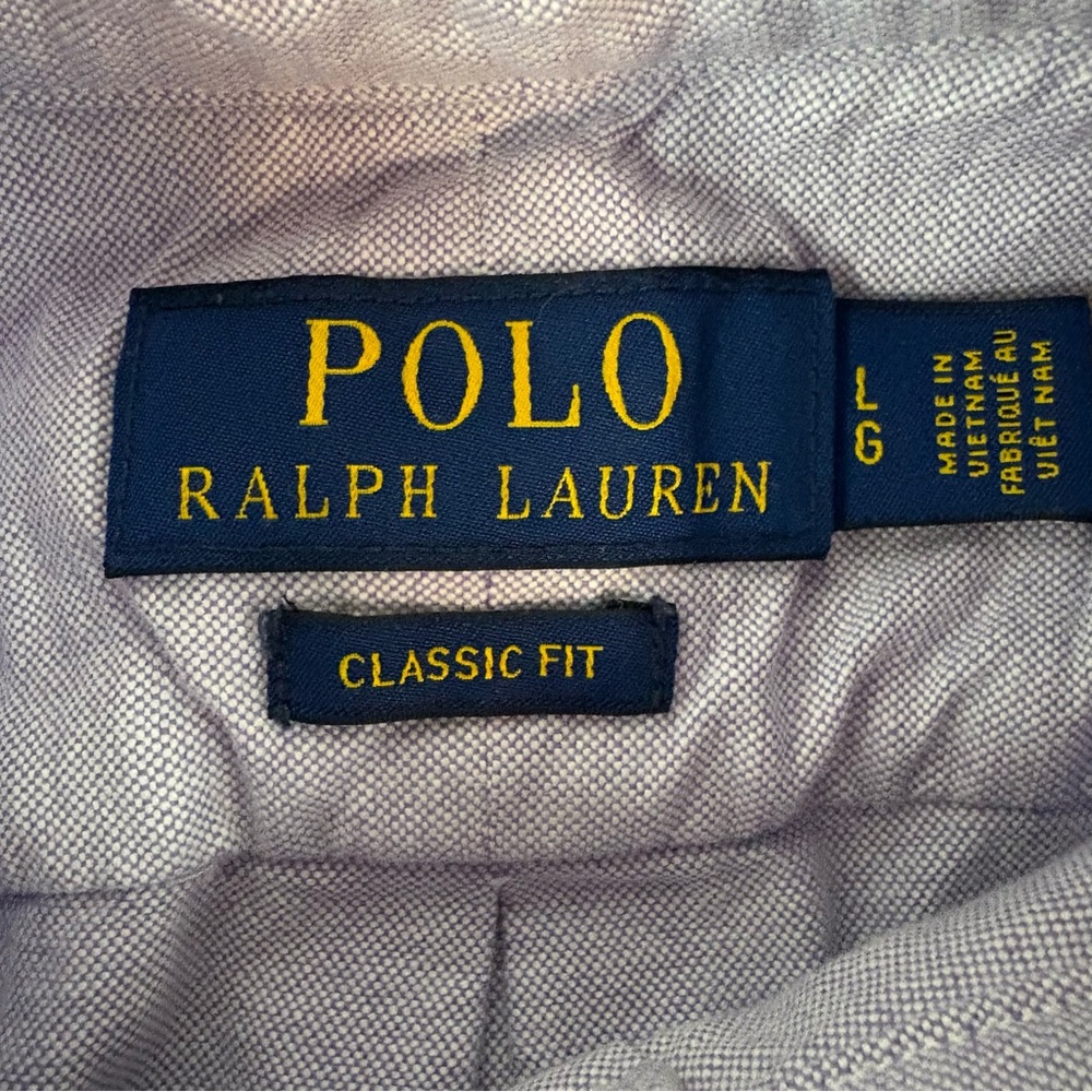 Polo Ralph Lauren Mens Large Lavender Classic Fit Short Sleeve Button Down (656) - Picture 4 of 7